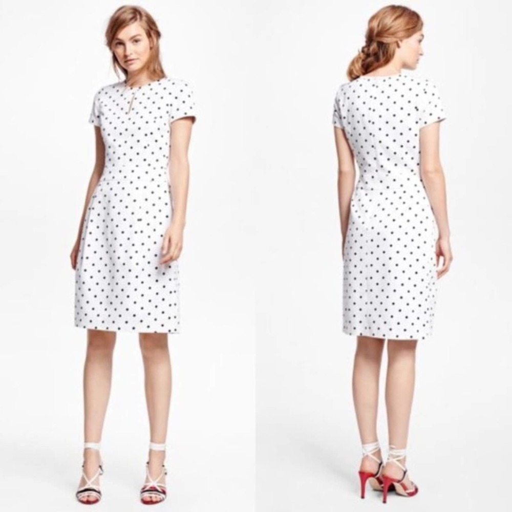Brooks Brothers Red Fleece Polka Dot Sheath Dress
